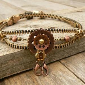 Steampunk Necklace - Zipper Necklace - Hermit Crab Necklace