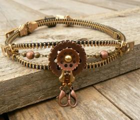 Steampunk Necklace - Zipper Necklace - Hermit Crab Necklace
